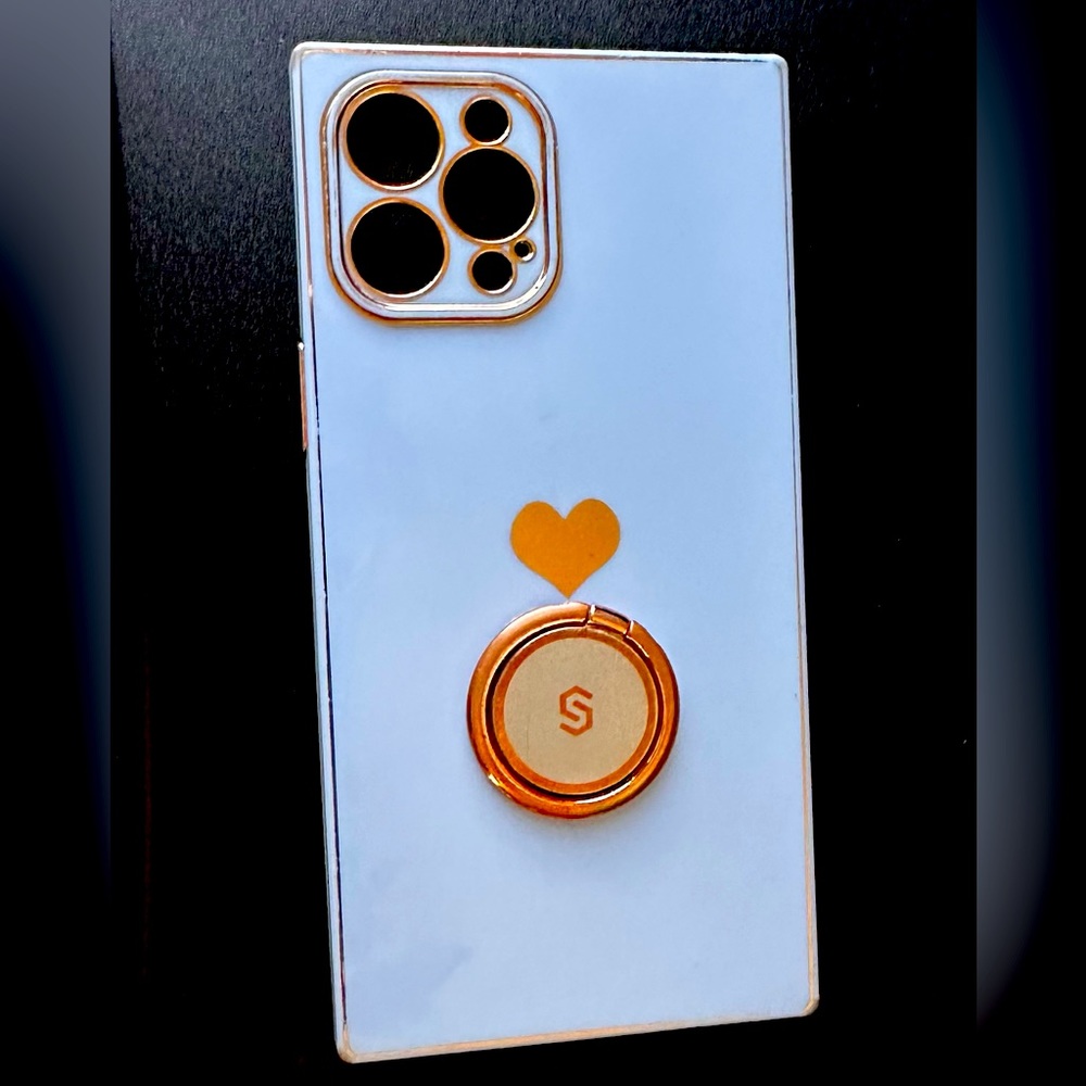 🍏 📱 Apple iPhone 12 Pro Max cellphone case blue heart w/ magnetic ring 🧲